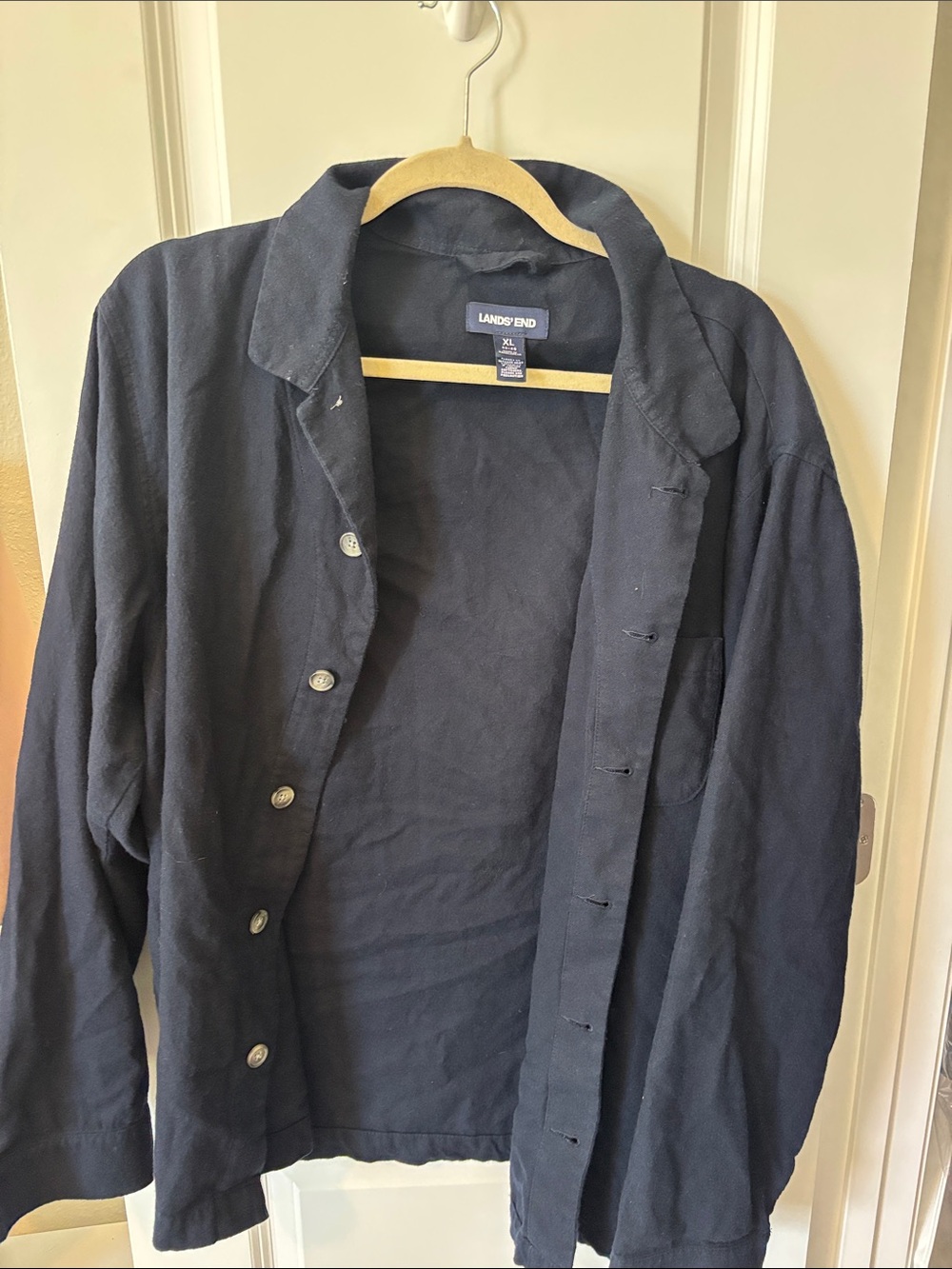 Lands' End Men's Dark Navy Button-Up Shirt Jacket
